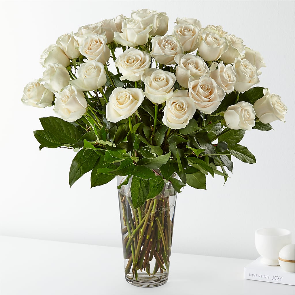 Long Stem White Rose Bouquet – CELEBRATE SHOP & DECOR LLC, Lilburn GA