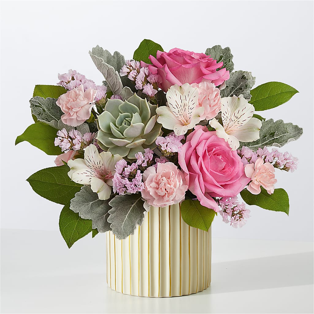 Dusty Rose Bouquet with Ivory Vase – CELEBRATE SHOP & DECOR LLC, Lilburn GA