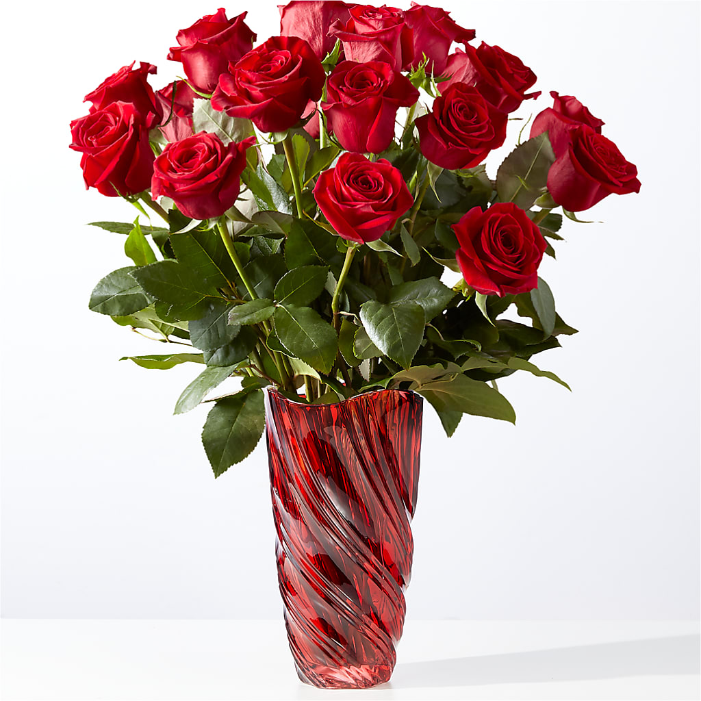 Classic Love Red Rose Bouquet with Luxe Swirl Vase – CELEBRATE SHOP & DECOR LLC, Lilburn GA