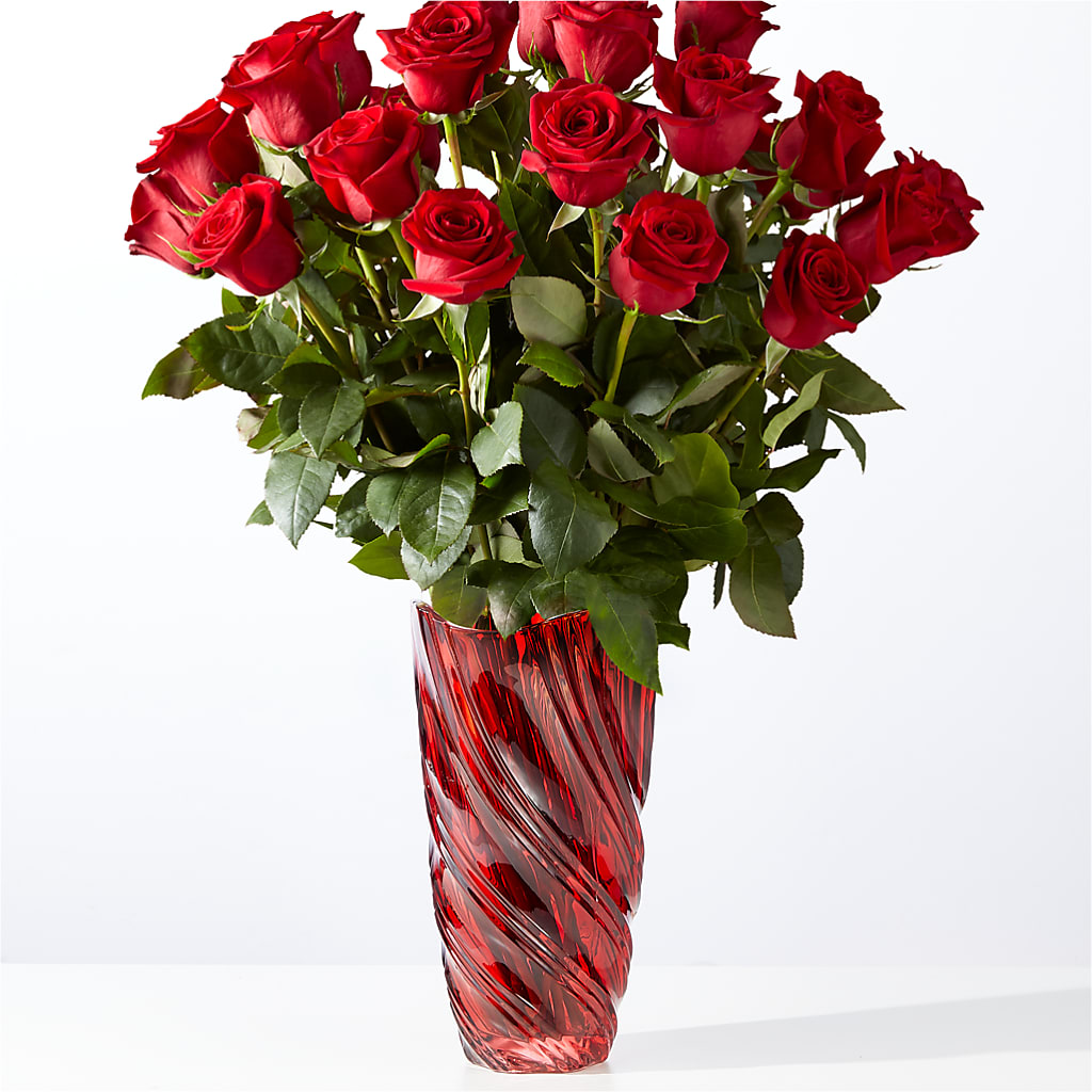 Classic Love Red Rose Bouquet with Luxe Swirl Vase – CELEBRATE SHOP & DECOR LLC, Lilburn GA