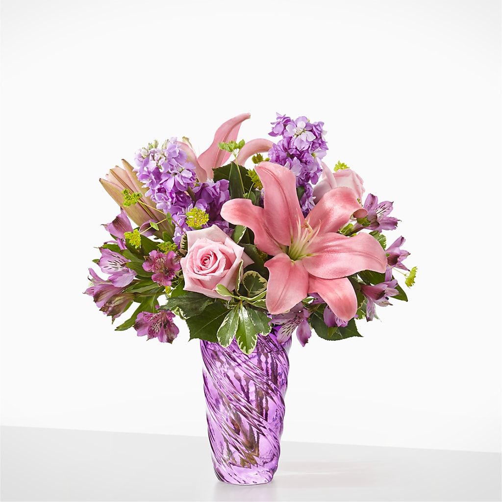 Precious Petals Bouquet with Luxe Swirl Vase – CELEBRATE SHOP & DECOR LLC, Lilburn GA