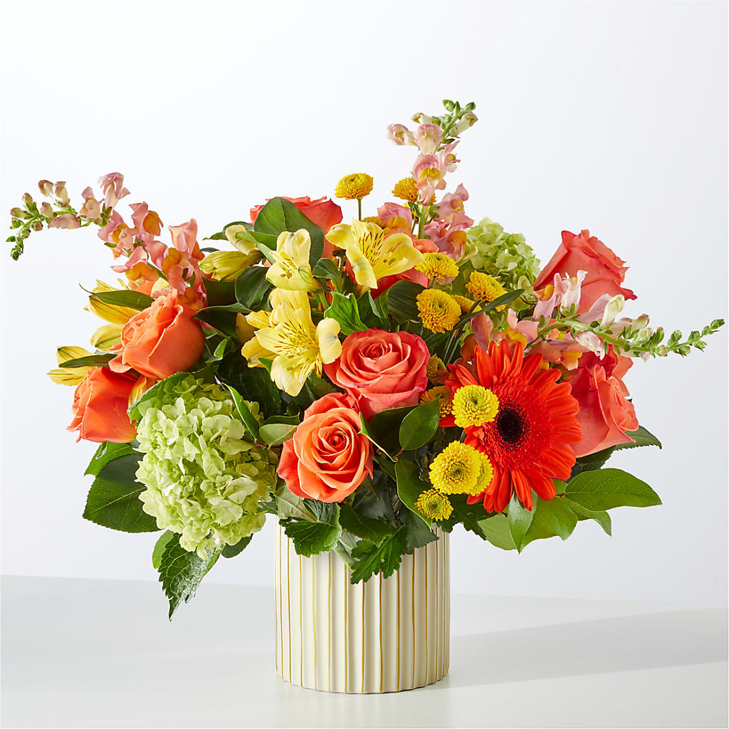 Autumn Sunshine Bouquet with Ivory Vase – CELEBRATE SHOP & DECOR LLC, Lilburn GA